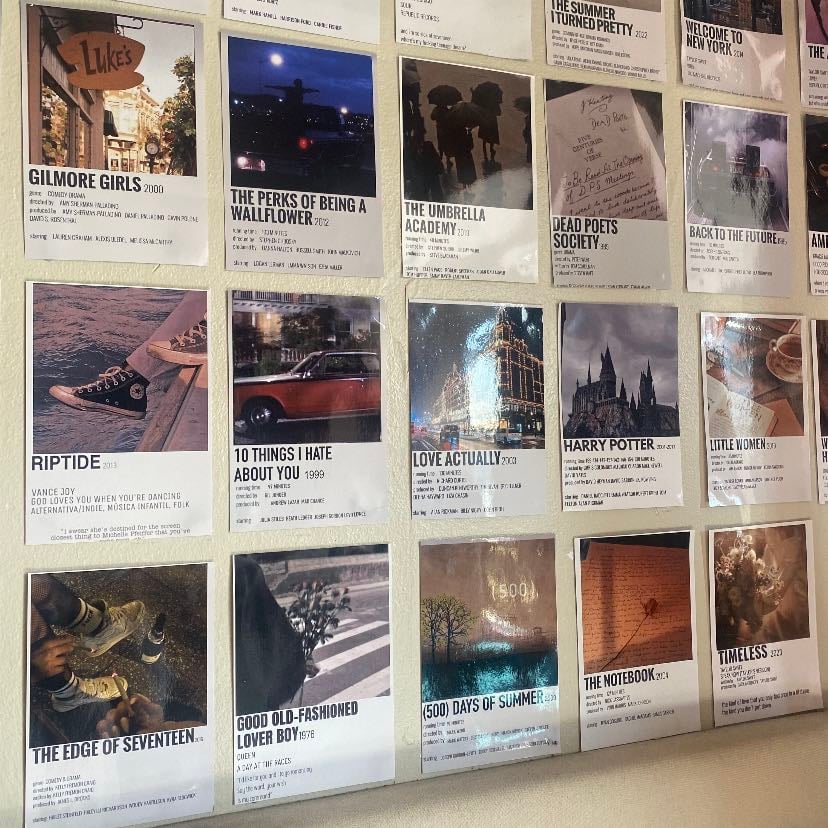 Movie and song polaroid wall