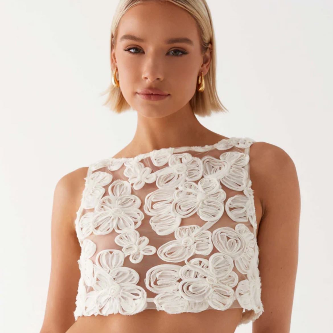 Fiorella Floret Top- Ivory - Peppermayo