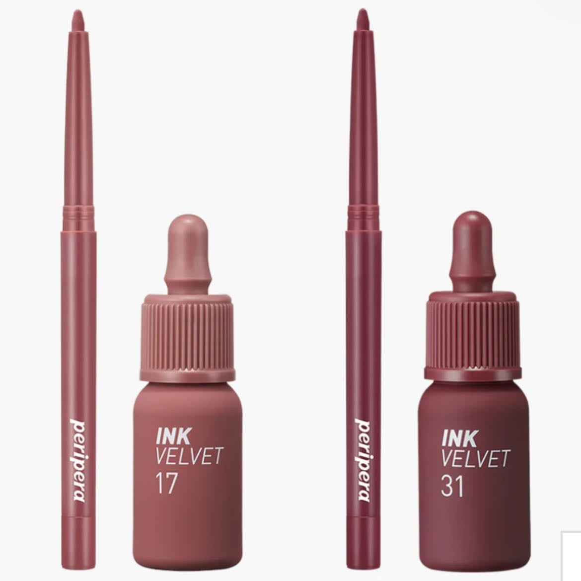 Peripera Ink Velvet + Lip Liner Set - 01 Rosy Nude