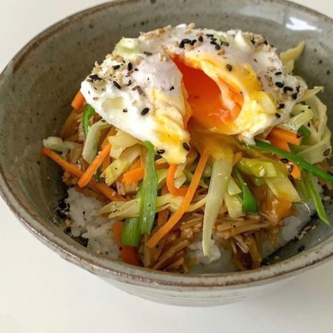 Rice, Egg, Cabbage/Carrot Salad