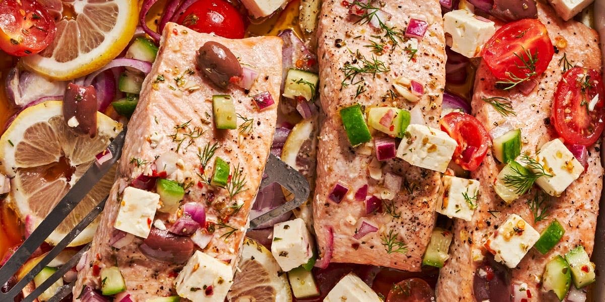 This Greek Salmon Will Make Date Night Feel Like A Summer Vacation - Delish