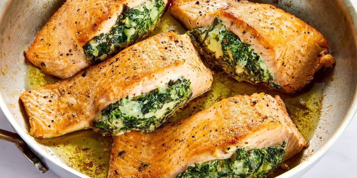 Creamed Spinach-Stuffed Salmon Takes Your Dinner From Basic To Legendary - Delish