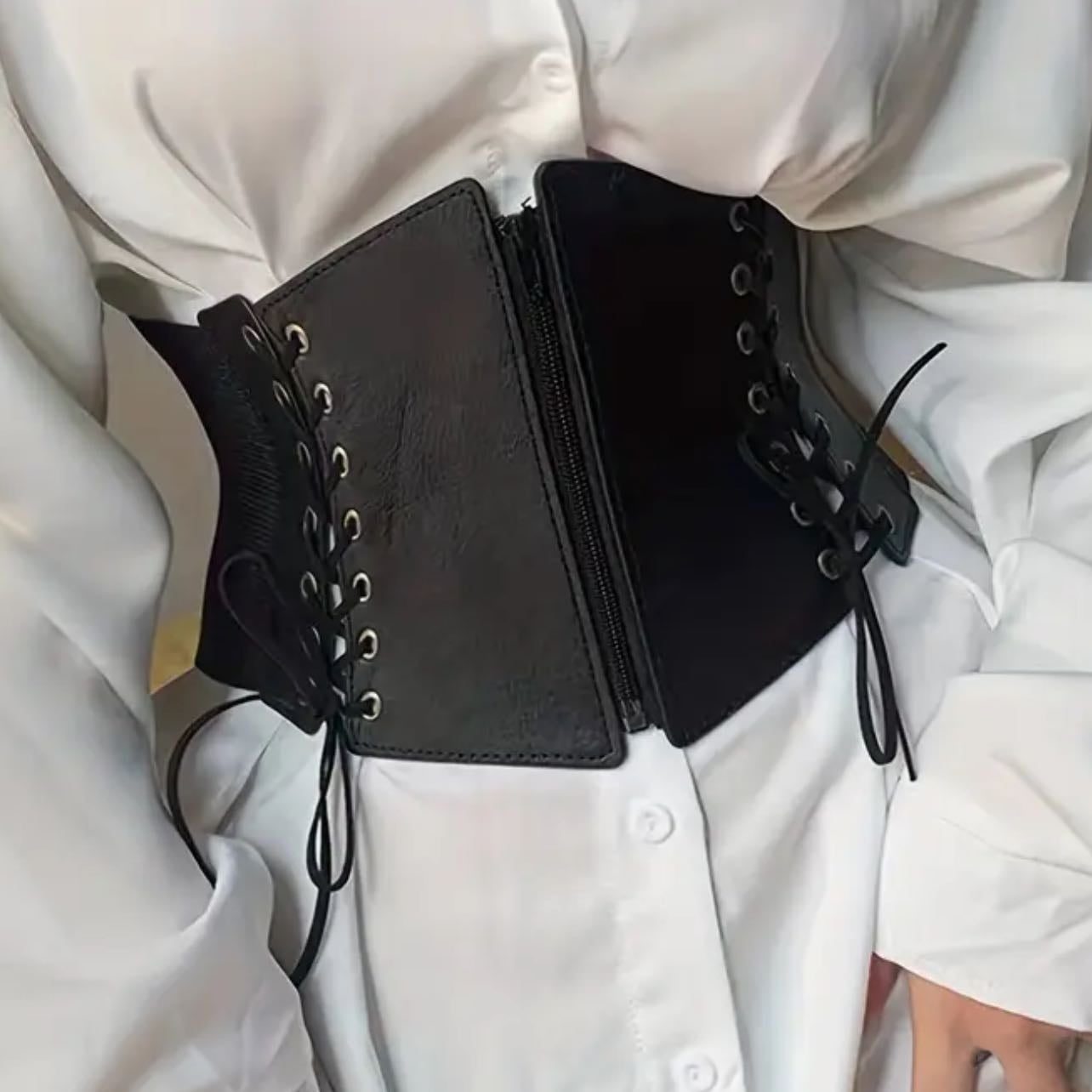 ceinture noir corset avec noeud