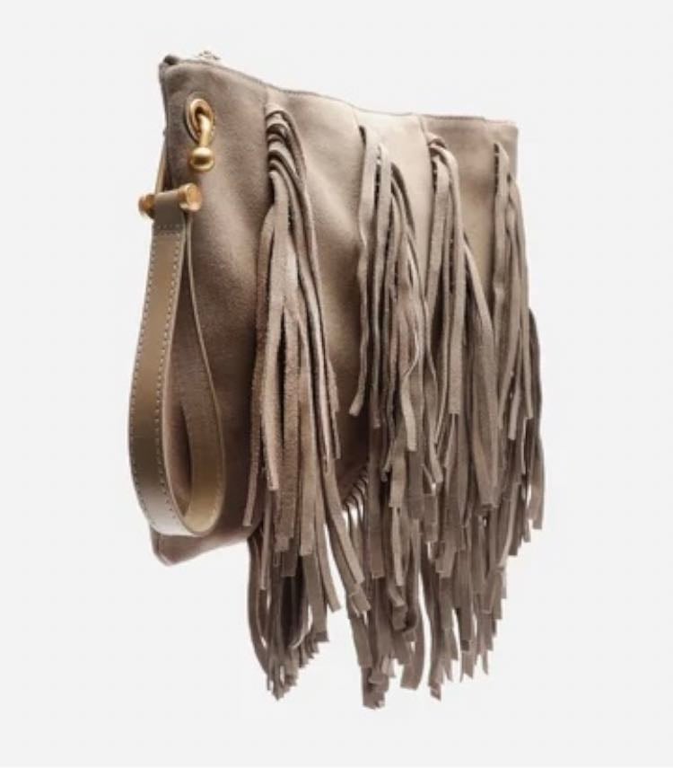 Tiracolo Suede Franjas Cinza - Arezzo