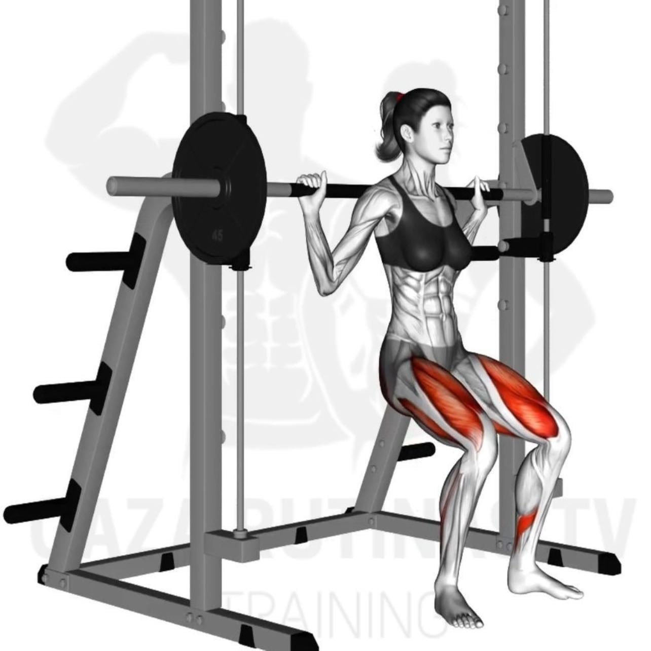 smith glute squat - sentadilla tipo glute focus en máquina smith