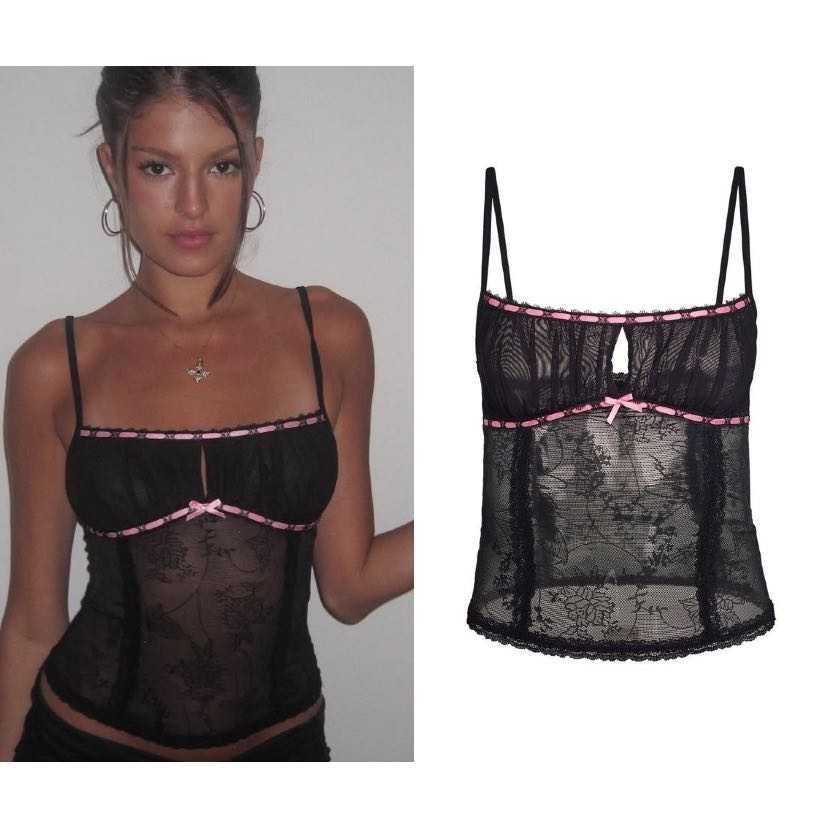 Mesh black lace cami top - What did #dariankasanchez wear? Black lace - iamgia Mesh Black Lace Cami Top ($20)