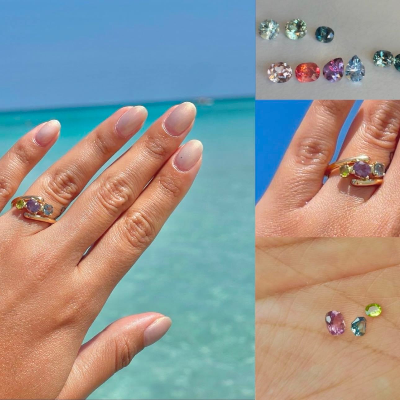 Anillo - ✦ Oro blanco. ✦ Piedras de colores (Piedras de nacimiento).