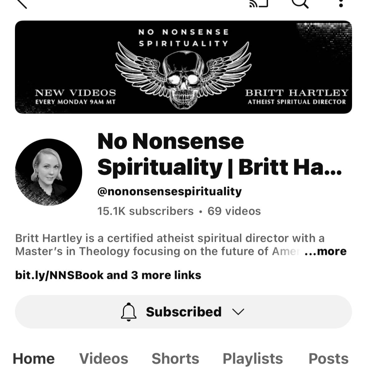 Britt Hartley (YouTube) - No nonsense spirituality