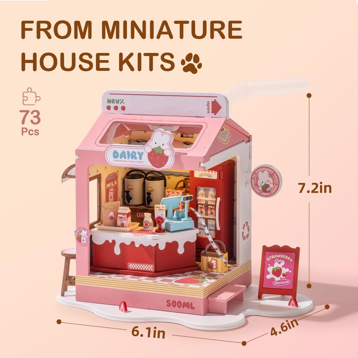 miniature strawberry milk house - itโs so cute iโm gonna cry