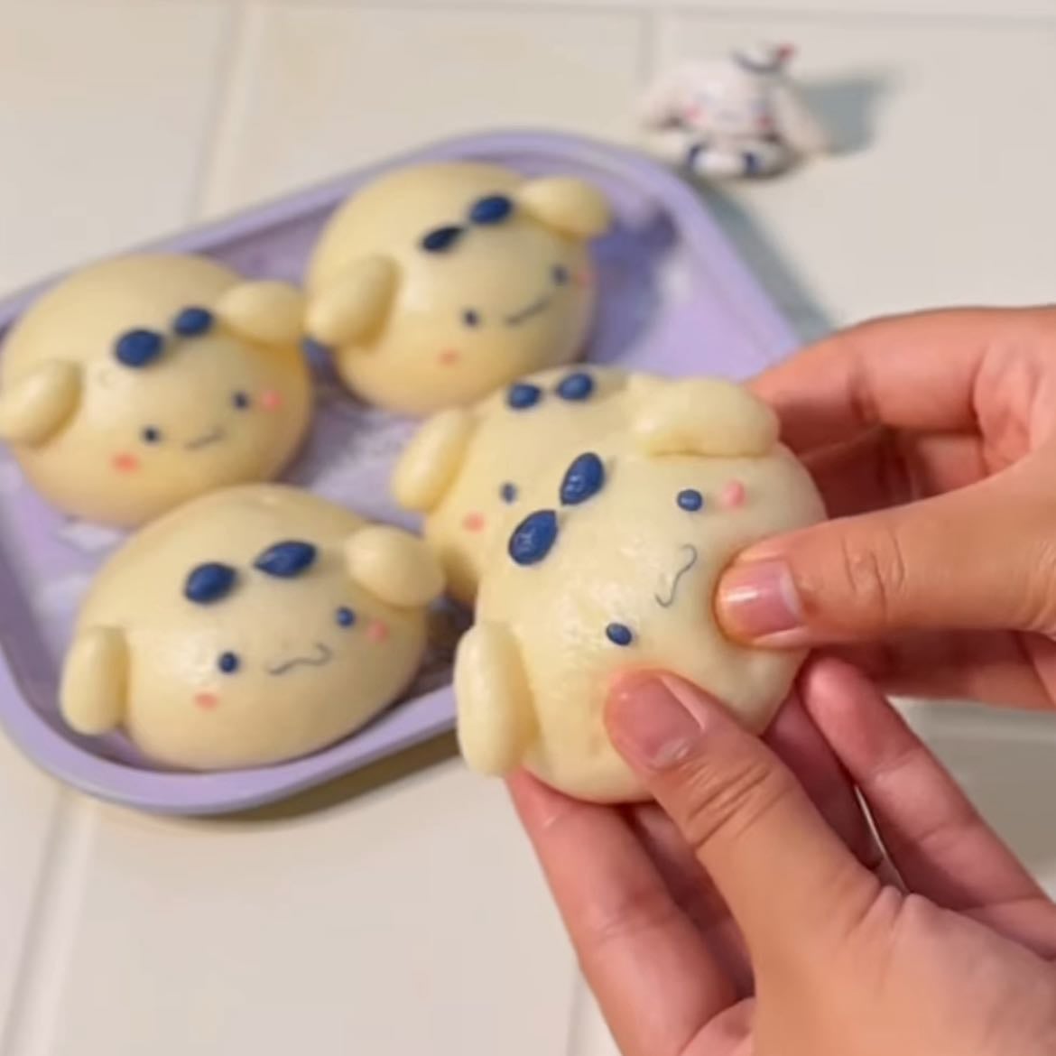 Cinnamoroll red bean steamed buns - Recipe from instagram: @i._.cha