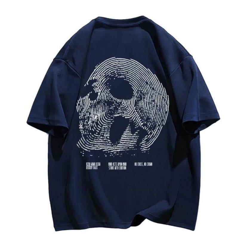 Camiseta skull. - oversized, azul.