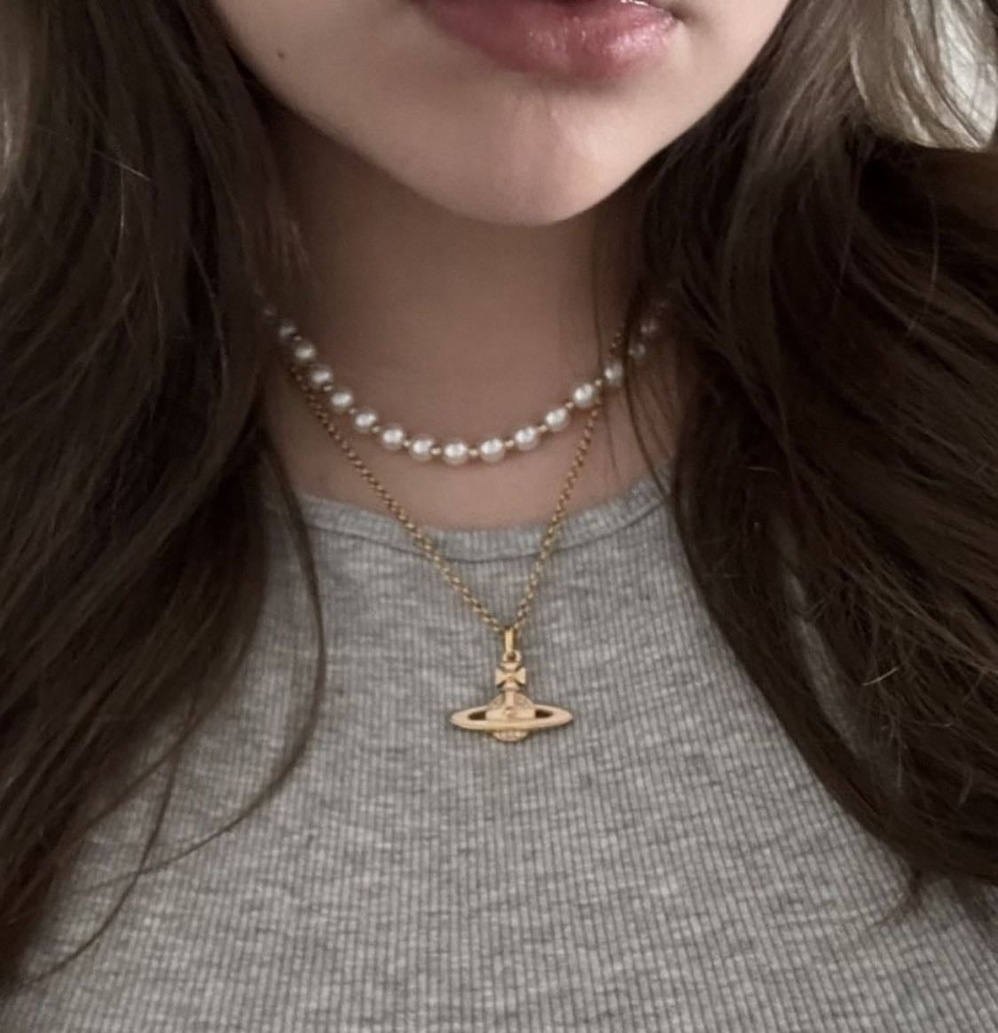 Saturn necklace - + that pearl necklace too