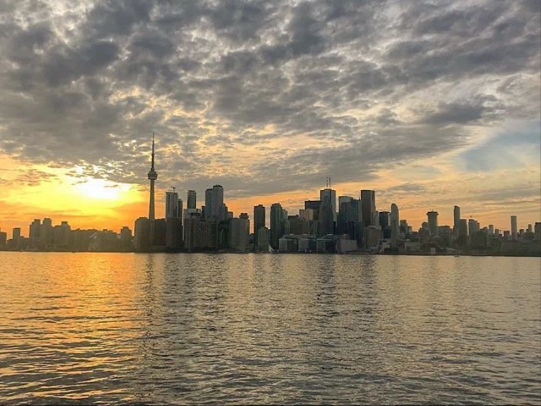 toronto ferry at sunset