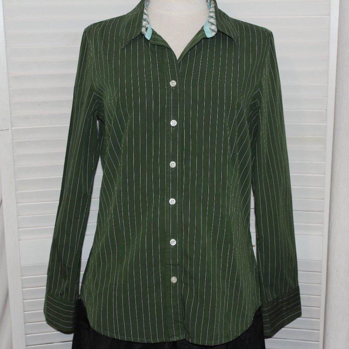 Green striped button up