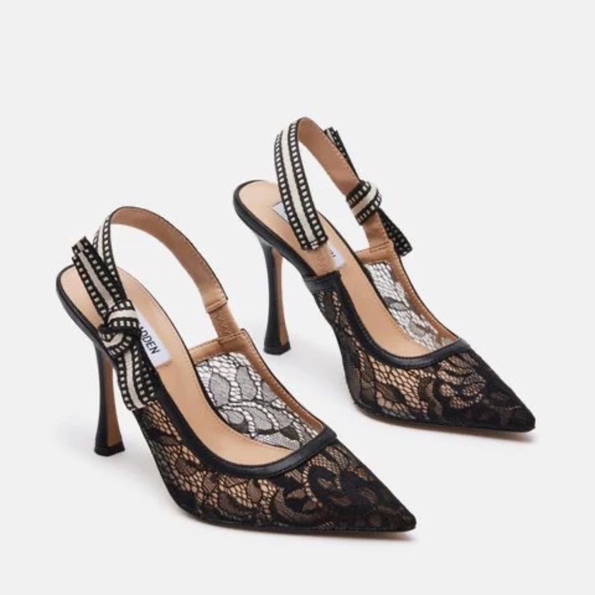 Black lace heels