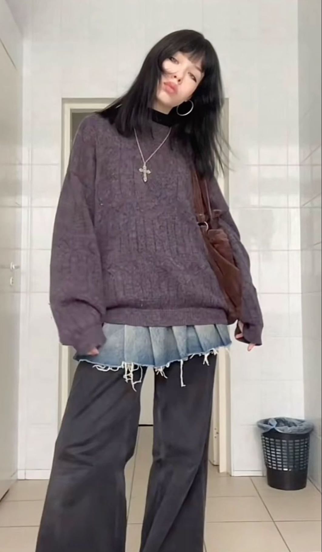 mini denim skirt (layerable)
