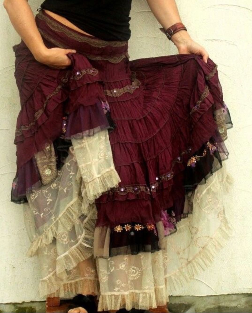 layered lacey fabric skirt