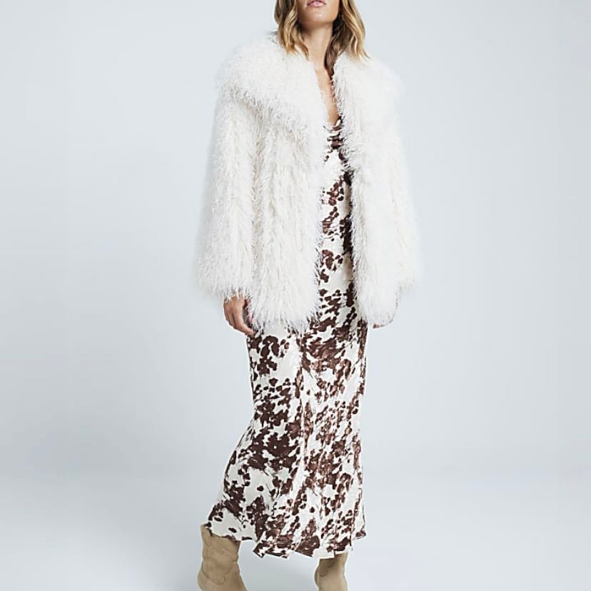 Cream Faux Fur Oversized Jacket - River Island