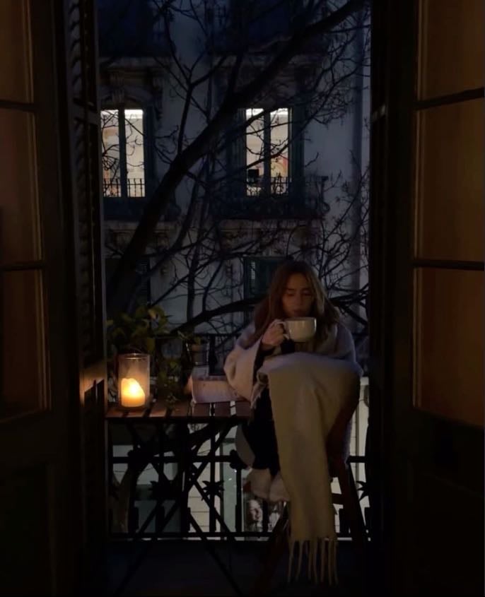 Dinner alone in a balcony