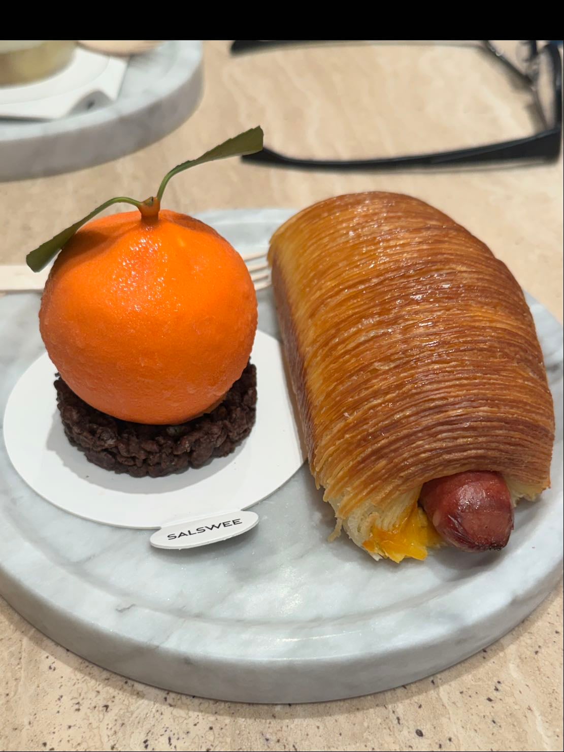 Orange Dessert & sausage croissant