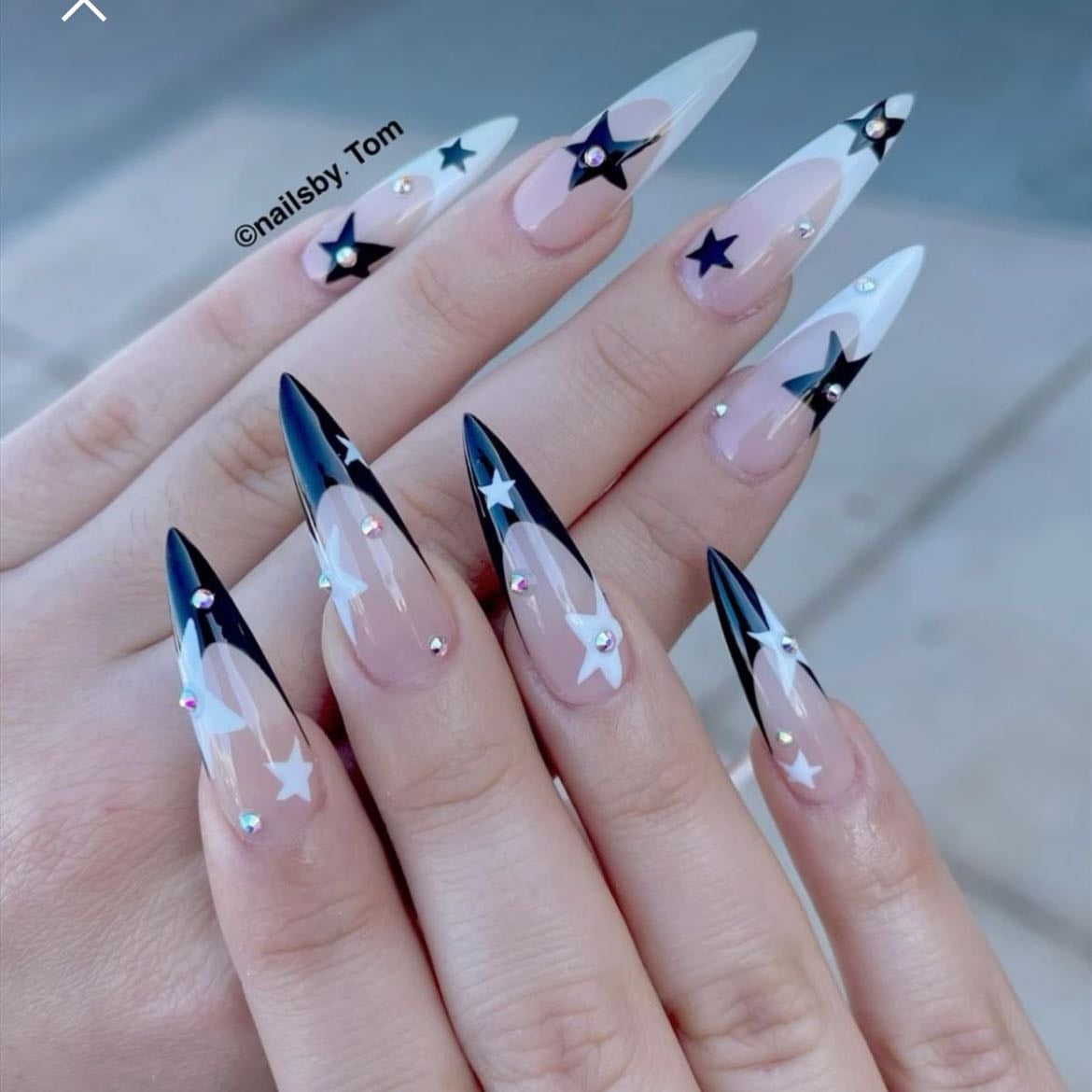 Nessa Barrett - Nails inspired by Nessa Bareet - black, silver, stars, bows and angelwings
