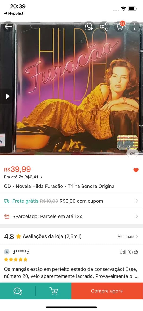 Hilda furacão trilha sonora