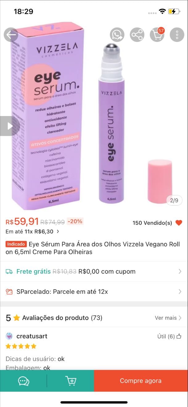 Serum area dos olhos
