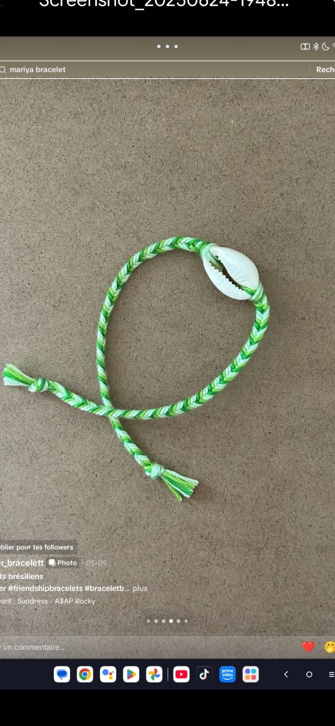 Bracelet coquillage et tresse