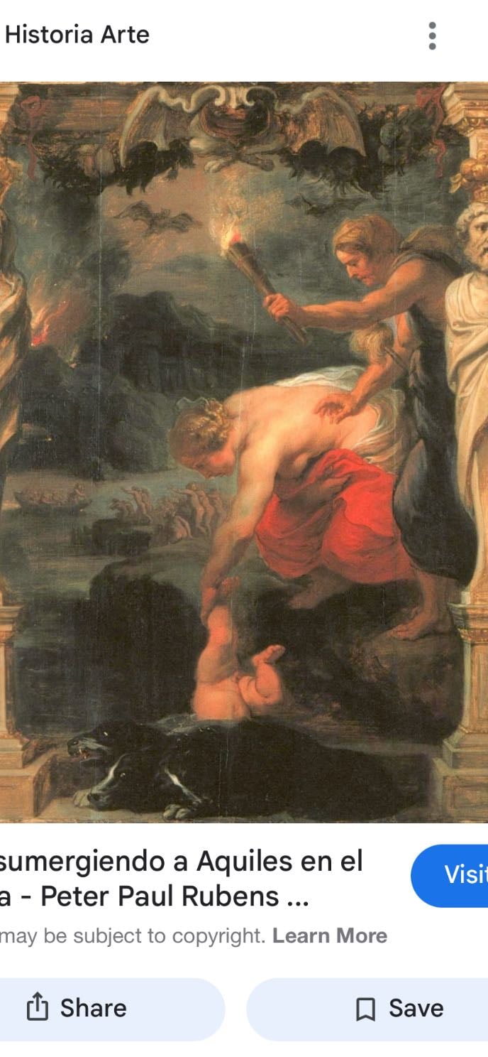 Tetis - Tetis recogiendo a Aquiles" de Jean-Baptiste Regnault.