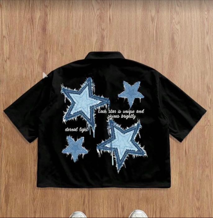 Camisão de botão estampa de estrela