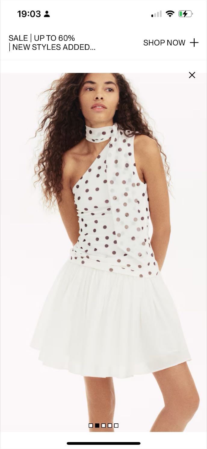 One-shoulder mesh top - H & M