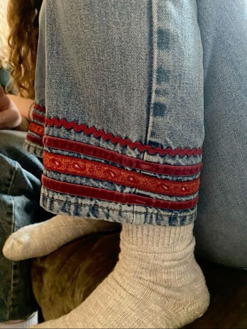 Embroidered jean cuffs