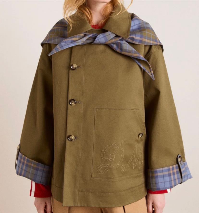 Damson Madder Reversible Jerry crop trench coat - Olive - £125