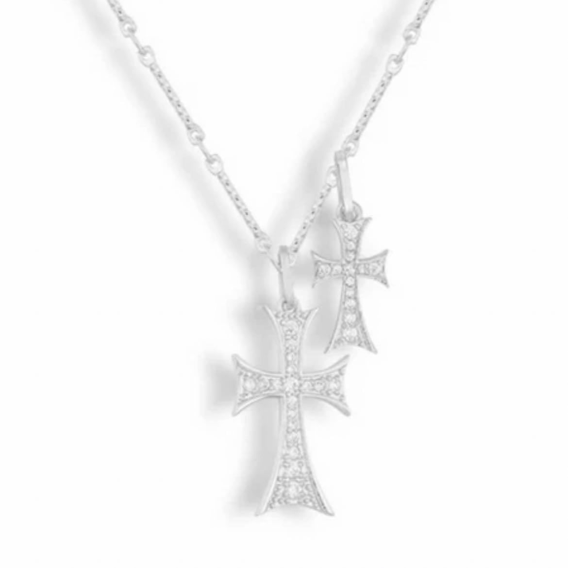 Evry jewels double cross necklace