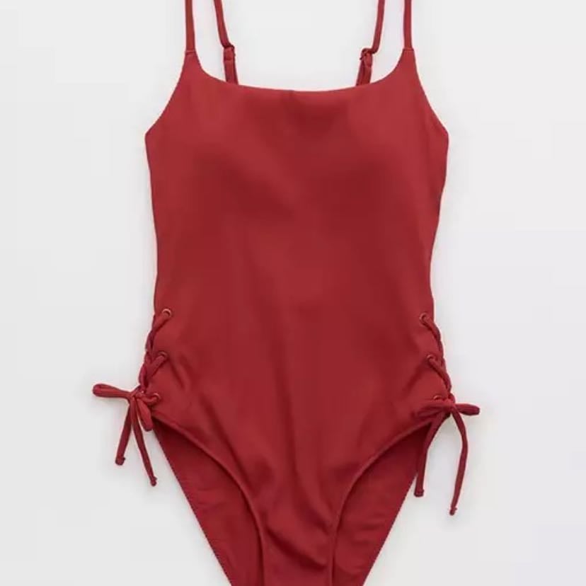 Traje de Baño - Aerie One Piece en Punto Elástico con Cuello Caído