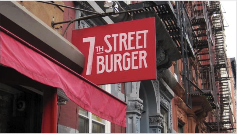 7th Street Burger East Village - and there's a movie theater right in front of it???? are you kidding me??? you have it all set