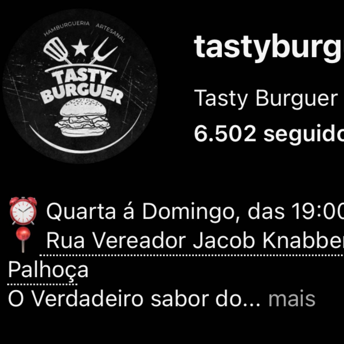 Tasty Burguer - Palhoça - Tem um hambúrguer de Shitake maravilhoso!
