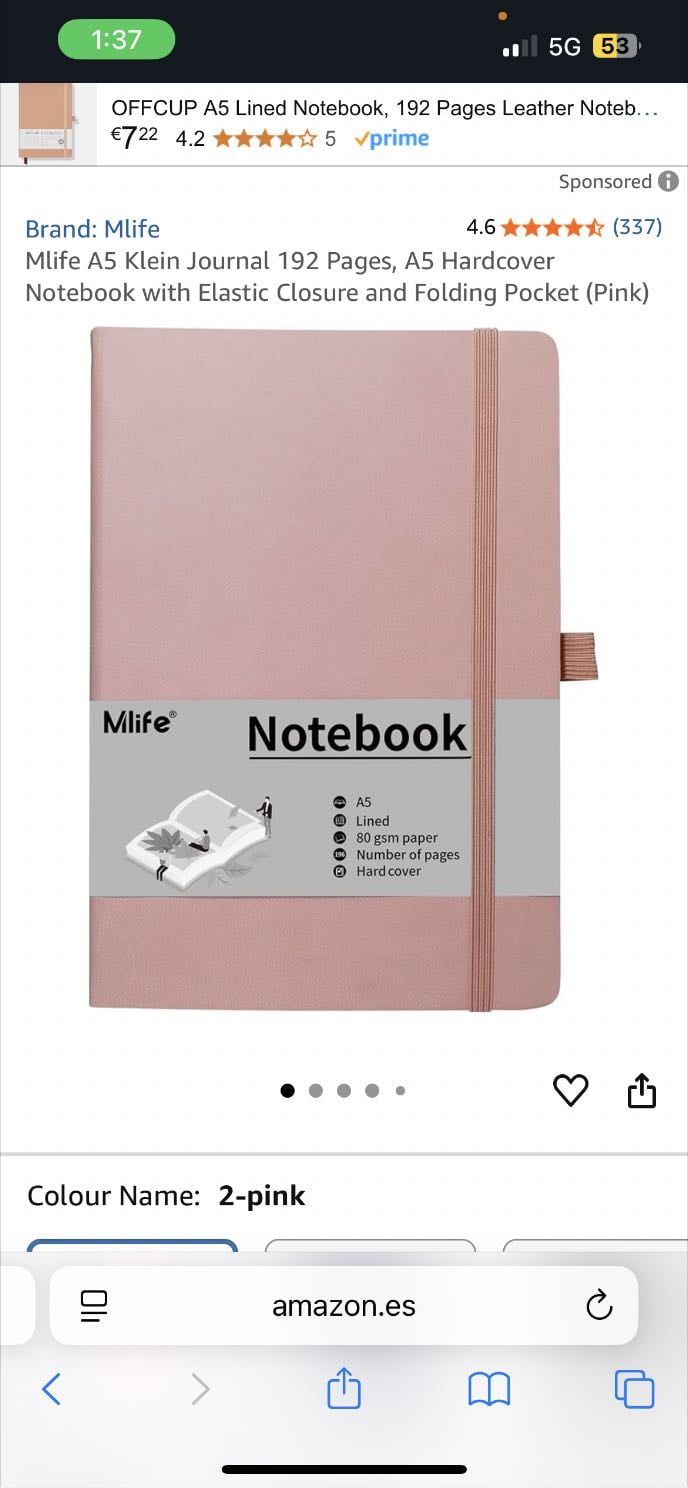 pink notebook journal - 8’29€