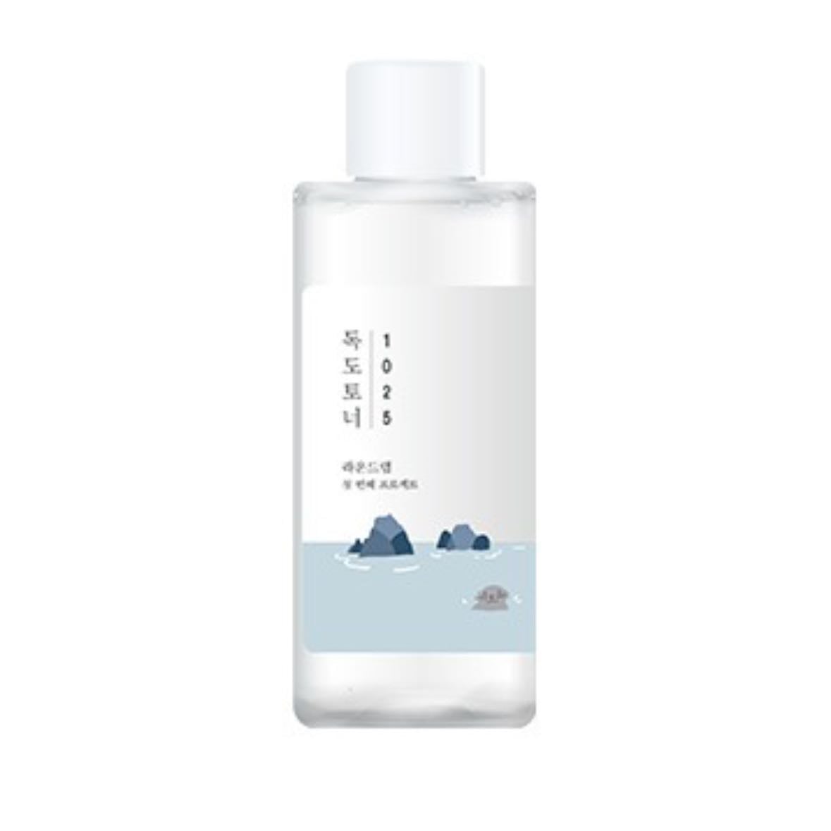 dokdo toner - round lab - leve efecto exfoliante, textura acuosa, todo tipo de piel