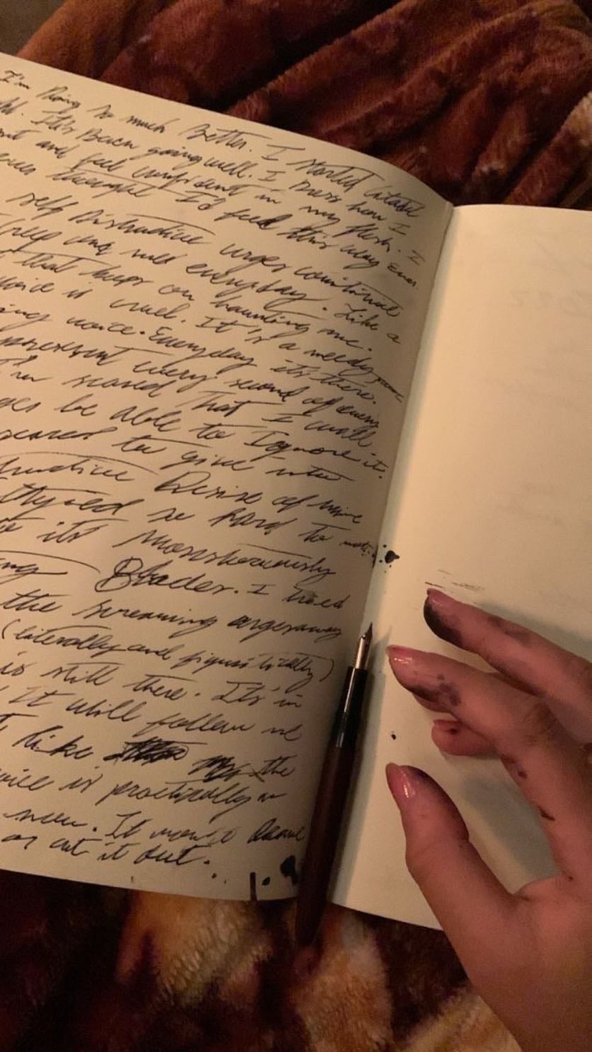 messy journals - i have a messy journal myself and it’s calming my performative anxiety, i can do and write whatever i want without being judged or perceived