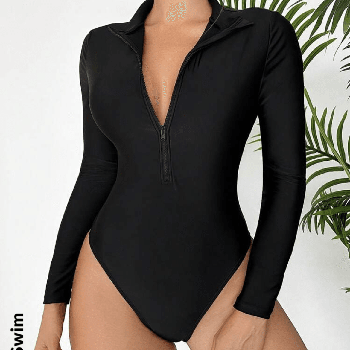 SHEIN Swim Traje De Baño De Una Pieza Para Mujer Con Cremallera En La Mitad De Adelante - SHEIN