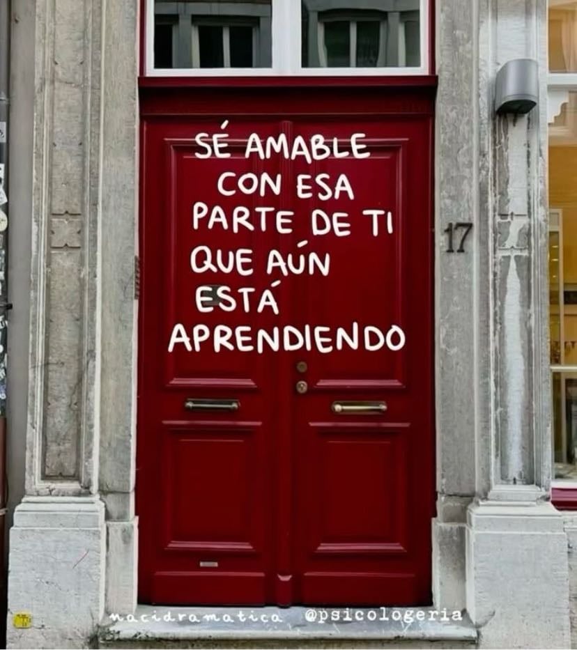 se amable con esa parte de ti que aun esta aprendiendo.