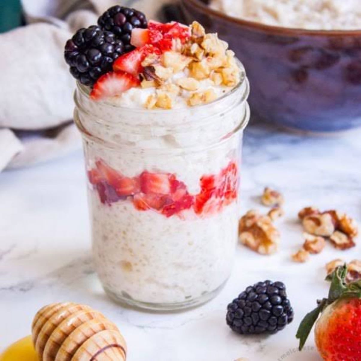 Avena nocturna con Yogurt y Fruta 🍓