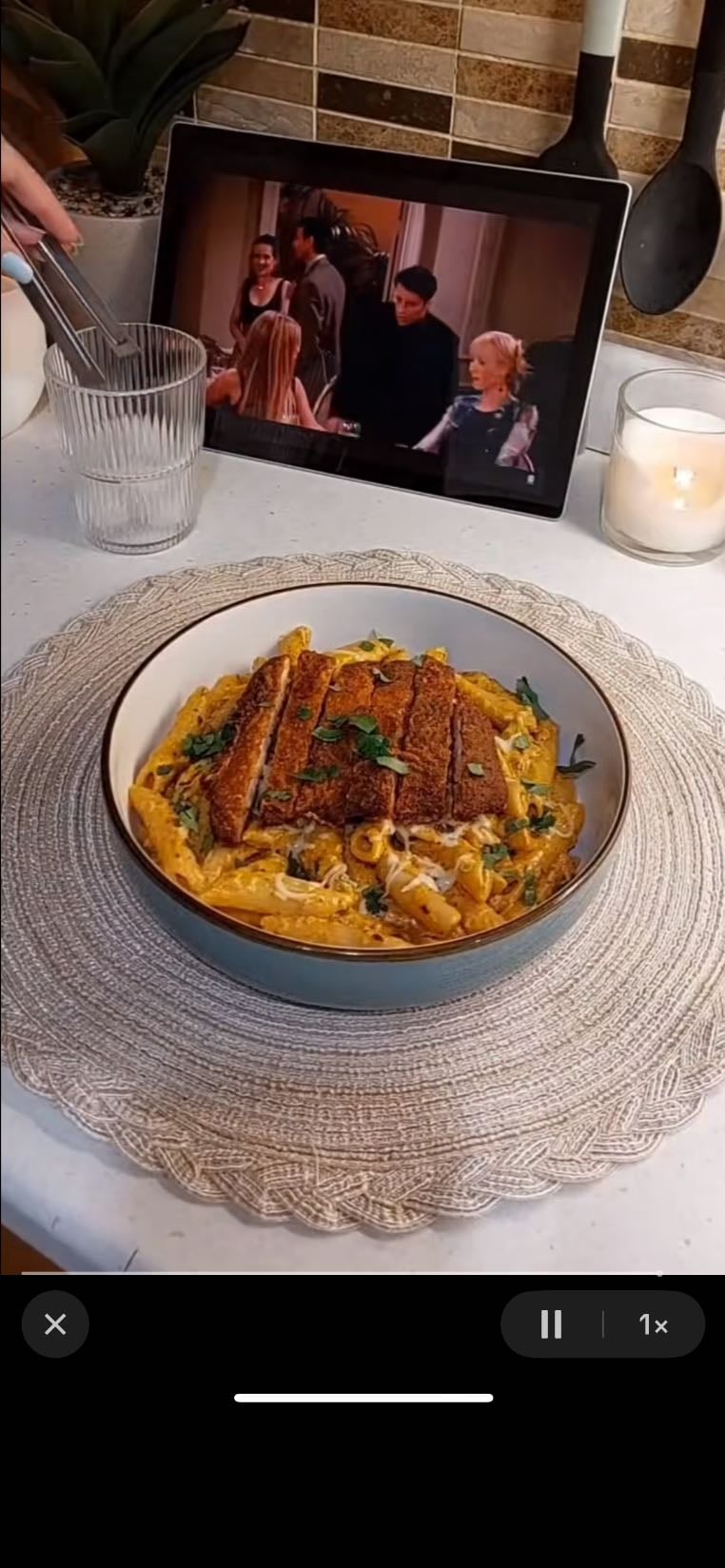 Spicy creamy pasta - Boil 250g penne. Melt 2 tbsp butter, sauté 1 tbsp ginger garlic paste + 1 chopped small onion till golden. Add 3 tbsp tomato puree + ½ cup pasta water. Stir in ½ tsp each chilli powder, salt, pepper, chilli flakes, oregano, parsley; cook 2 mins. Add 1 cup cream + ⅓ cup milk, simmer. Mix in mozzarella + penne.