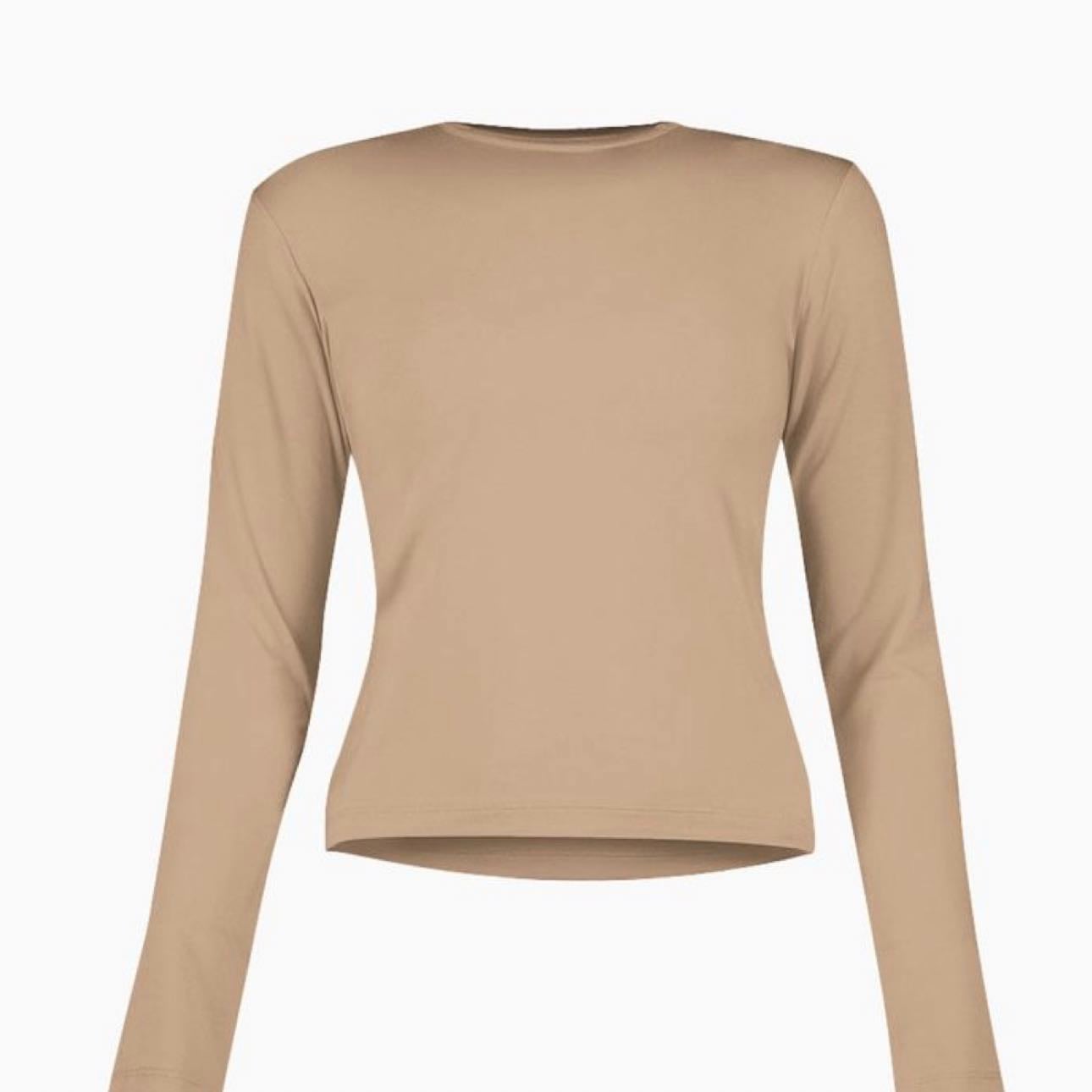 Polo manga larga beige