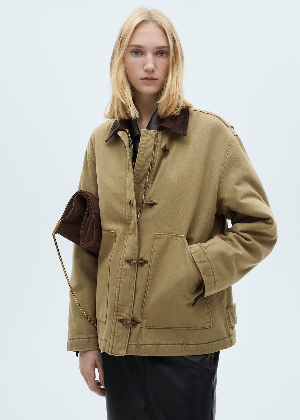 Parka cuello contraste bolsillos - Mujer | MANGO México