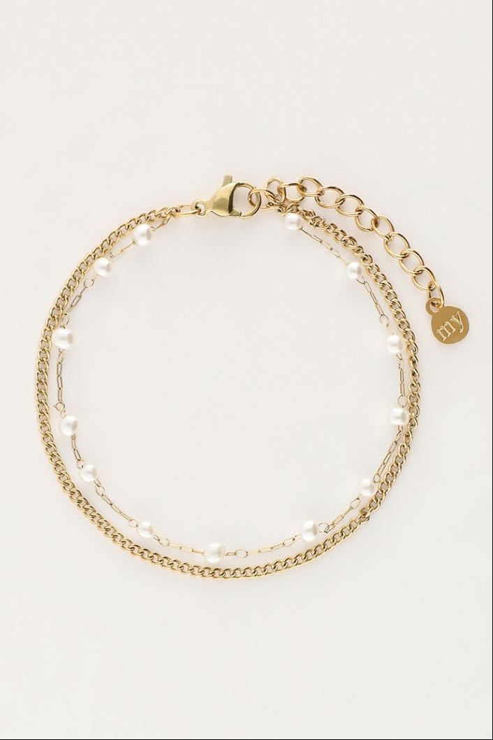 MY JEWELLERY - Bracelet double minimaliste avec perles fantaisies - 15,99€