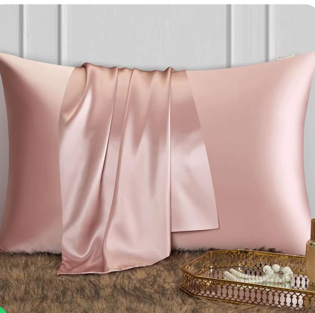 NUIT DE SOIE - Taie d'oreiller en satin pour cheveux (rose, 50x70 cm) x4 - 139,60€