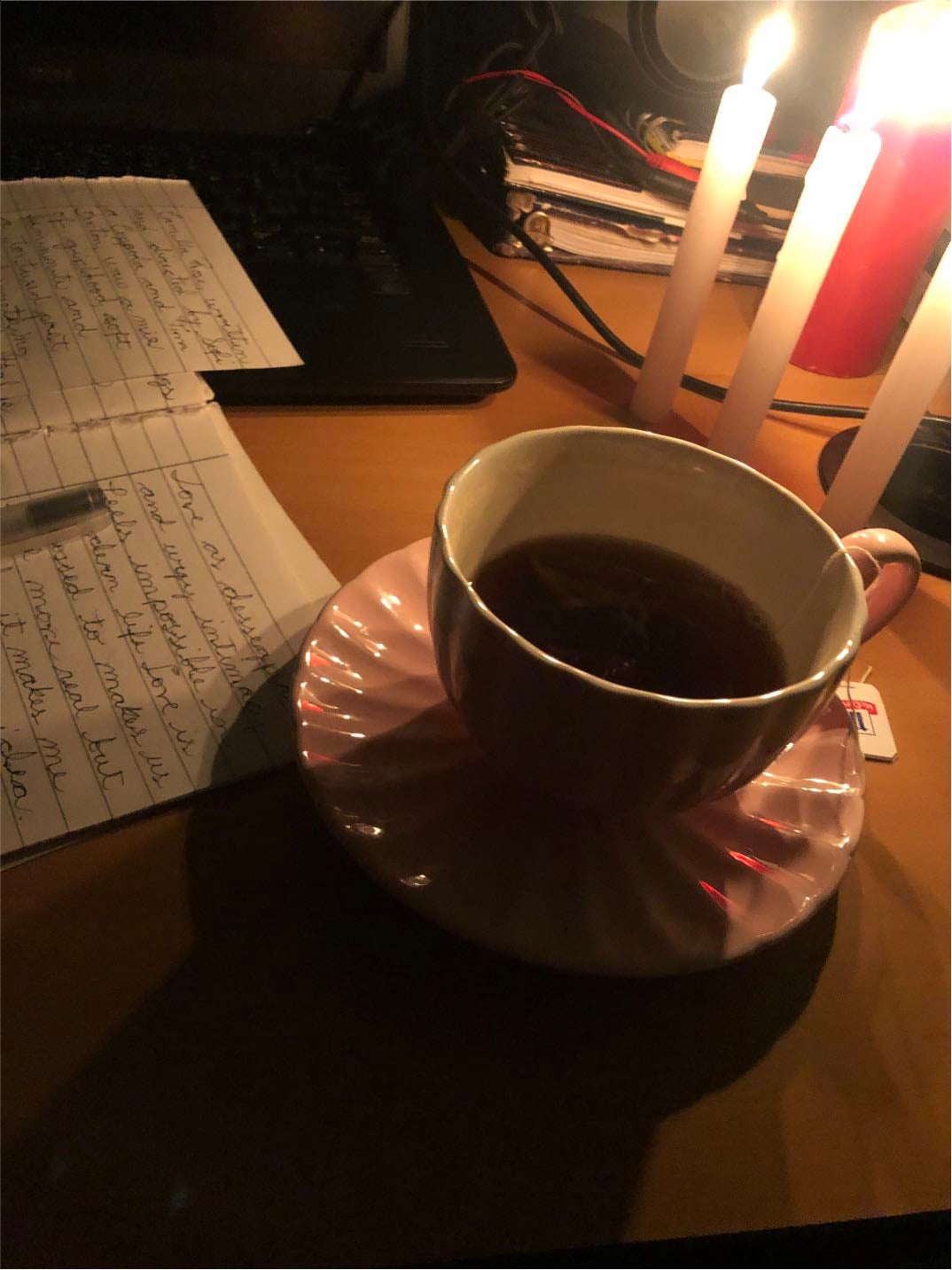 Reading on candlelight