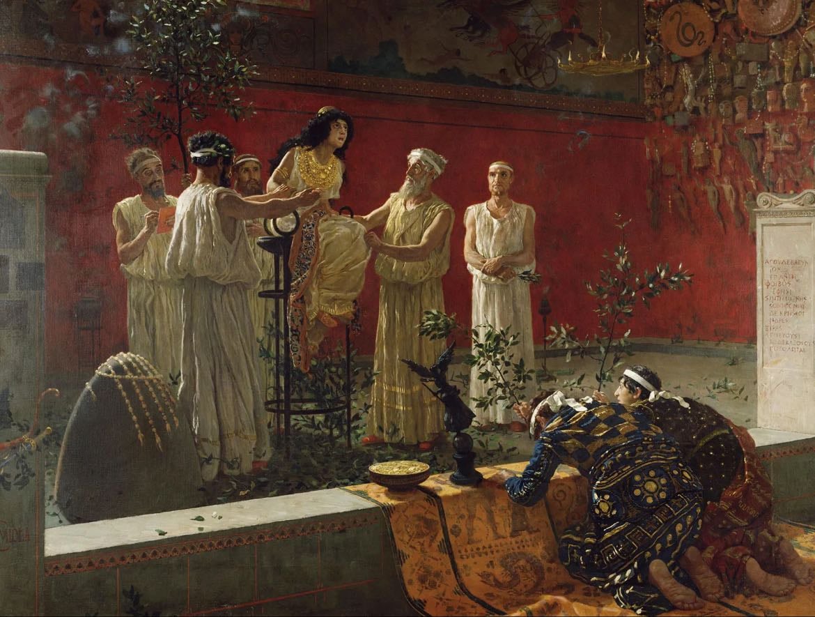 The Oracle of Delphi - Pythia was the title of the high priestess of the Temple of Apollo at Delphi. She specifically served as its oracle and was known as the Oracle of Delphi.